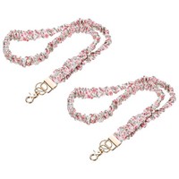 FüR Scrunchie Lehrer Lanyards, 2Er Pack ID Halter, Pink Blume Gold