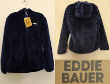 Eddie Bauer High Pile Jacket Kids S 7/8 Blue Fleece Full Zip Hooded NWT Z5413