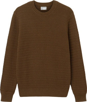 Frank And Oak Men's Relaxed Fit textured Ribbed Crewneck Sweater, Green, Size: M