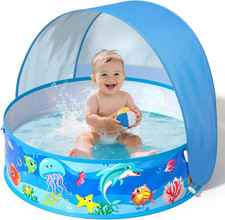 Baby Beach Tent Pop-Up Pool, Foldable Kiddie Pool with Sun Shelter Canopy