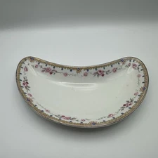Antique J&G Meakin Bone Dish Floral Gold Trim England Victorian Porcelain