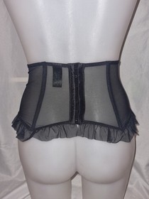 Gorgeous Black pink ANN SUMMERS Boned Waspie girdle Waist Clincher Size 8