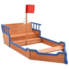 Fir Wood Sandbox Pirate Ship Wooden Sand Pit Kid Playground Equipment vidaXL