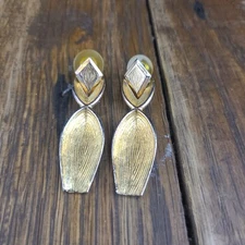 Vintage Gold Tone Front Silver Tone Back Unmarked 80s Geomtric Design Unique