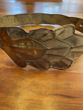 Vtg 70s Artisan Mixed Metal Leaf Belt Brutalist Boho Hammered Brass Copper 28-34