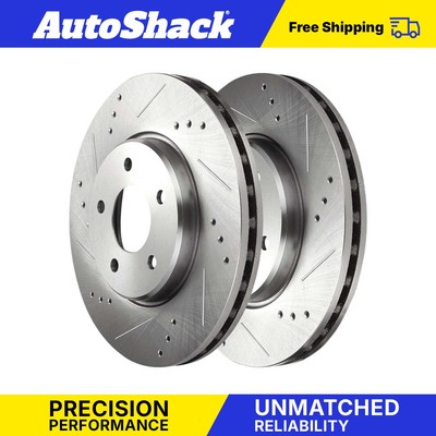 Front Drilled Slotted Brake Rotors Silver Pair 2 for Ford Explorer Sport Trac V6