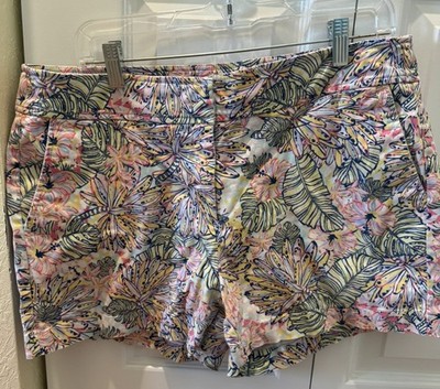 Juniper & Lime Tropical Print Cotton Shorts Size 12 Flat Front Beach pastel  