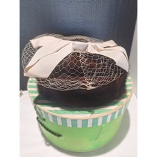 Julius Garfinckel Lora Mink Pillbox Birdcage Veil Bow Jelleff's Hat Box Estate