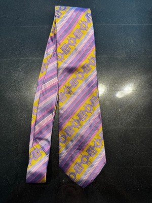 Vintage Gianni Versace Men s 100% Silk Tie Geometric Purple Gold