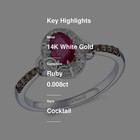 Le Vian 14K White Gold Cocktail Ring Ruby White Chocolate Diamonds - Size 9 — photo 2