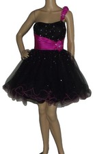 Mori Lee Prom Dress Womens Size 5/6 Madeline Gardner Black Hot Pink tulle satin