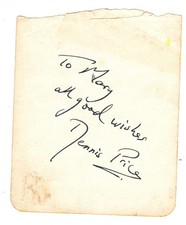 ACTOR DENNIS PRICE AUTOGRAPH ON OLD ALBUM PAGE