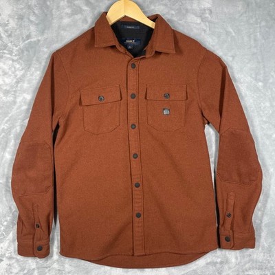 Roark Mens Classic Fit Button Up Shirt Jacket Rust Orange Wool Blend S Flannel