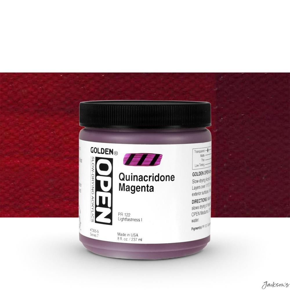 Golden Open Acrylic Paint Quinacridone Magenta 237ml Slow Drying For Artists