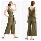 J. Crew Wrap Tie Utility V-Neck Wide Leg Olive Jumpsuit Size 14