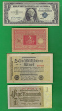 USA $1 (BLUE SEAL) & GERMANY  1920 - 1957 ~ 4 X PAPER MONEY LOT # 9529 (*-*)
