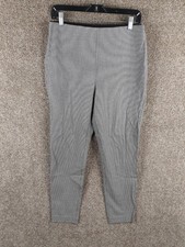 LOFT High Waist Curvy Skinny Side Zip Houndstooth Pants Womens 8 Black White