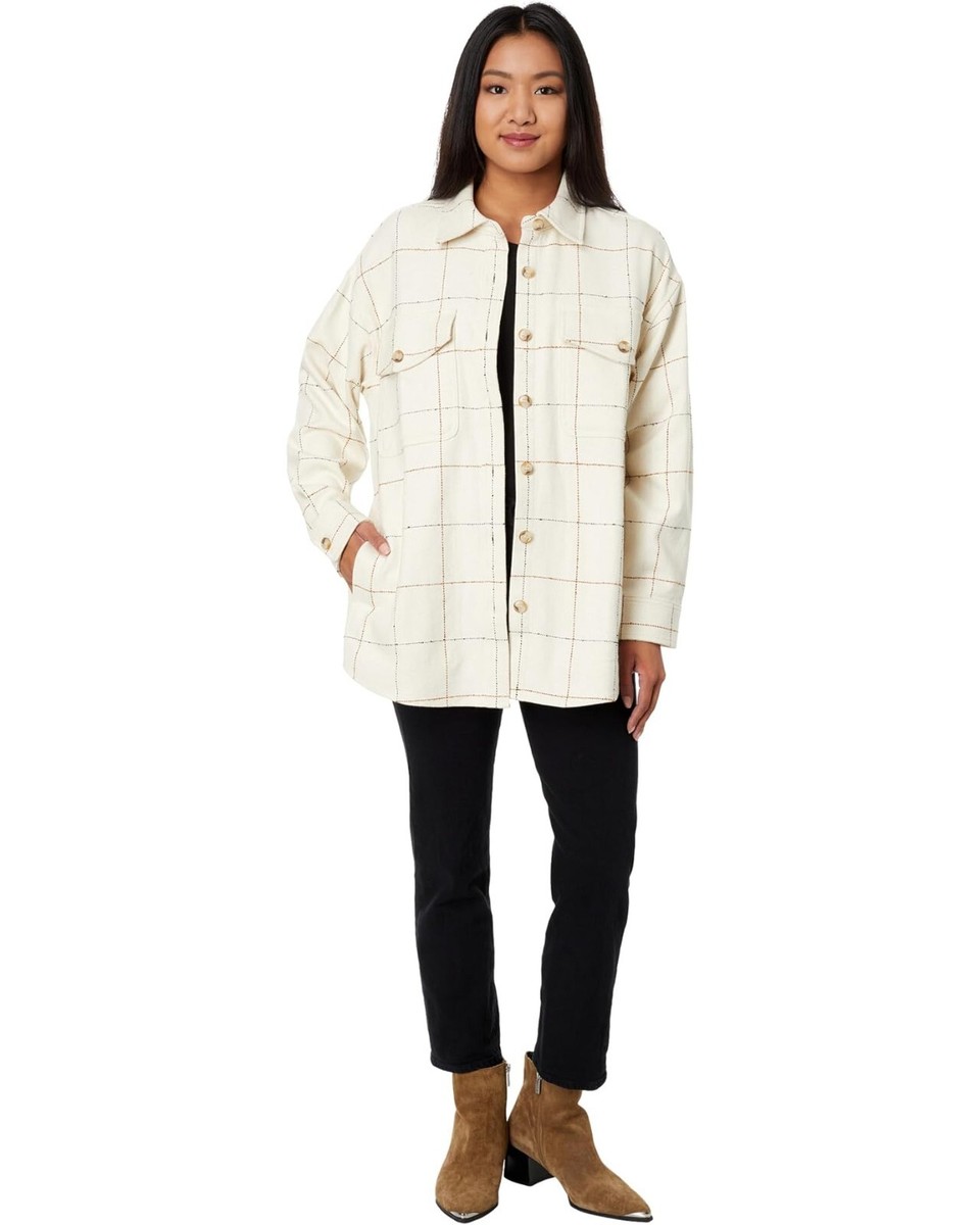 Madewell Oversized Shirt Jacket Womens Windowpane Bouclé Antique