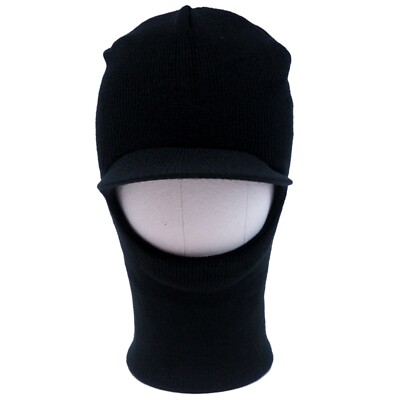 BLACK HOLE FACE MASK VISOR WINTER THERMAL WARM KNIT LONG BEANIE