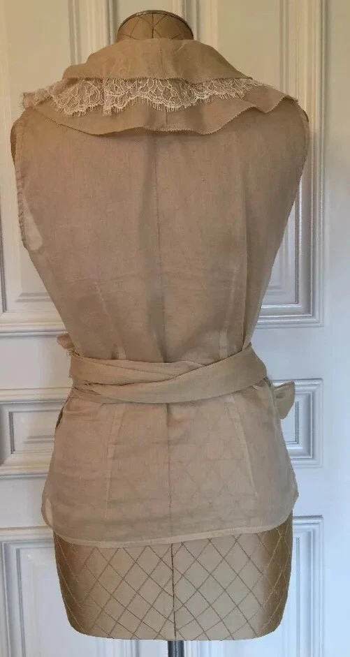 Blusa Ralph Lauren Color Dorado (Amarillo) Talla Pequeña Para Verano Con Volantes Foto 4 de 4