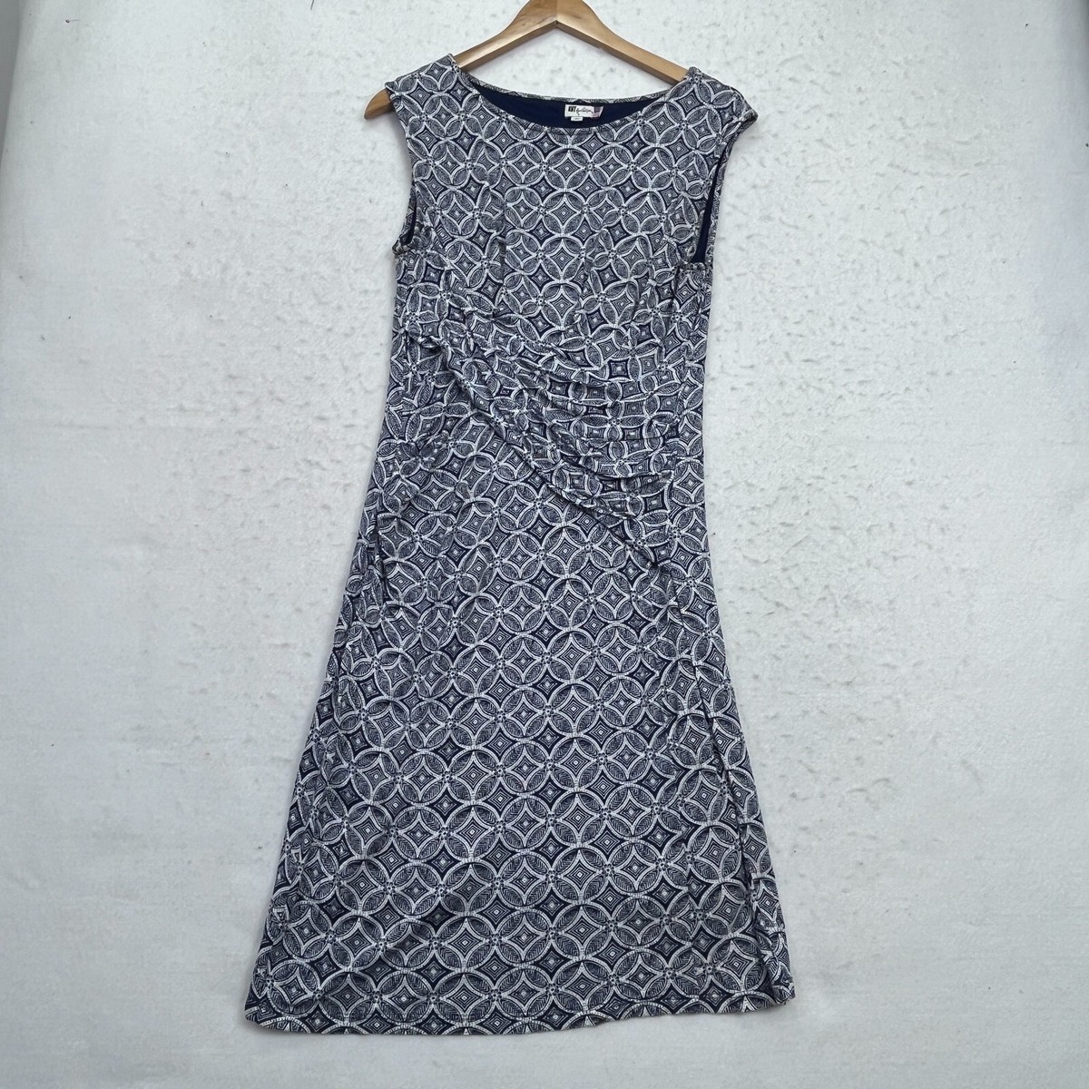 kut from the kloth mollee knit dress Kut From The Kloth Mollee Dress Womens Size 8 Black Geometrical Sleeveless  Rayon
