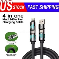 4 in 1 Multi-USB Charging Cable -MAX 240W Fast Charging/with USB A+Type C 6.6ft
