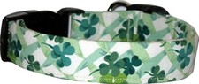 Cream Shamrocks St. Patrick's Day Handmade Dog Collar