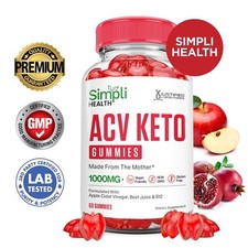 Simpli Health ACV Keto Gummies 1000MG Apple Cider Vinegar 60 Gummy