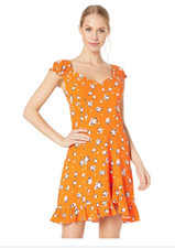 Free People Like a Lady Printed Mini Dress - Medium - Orange