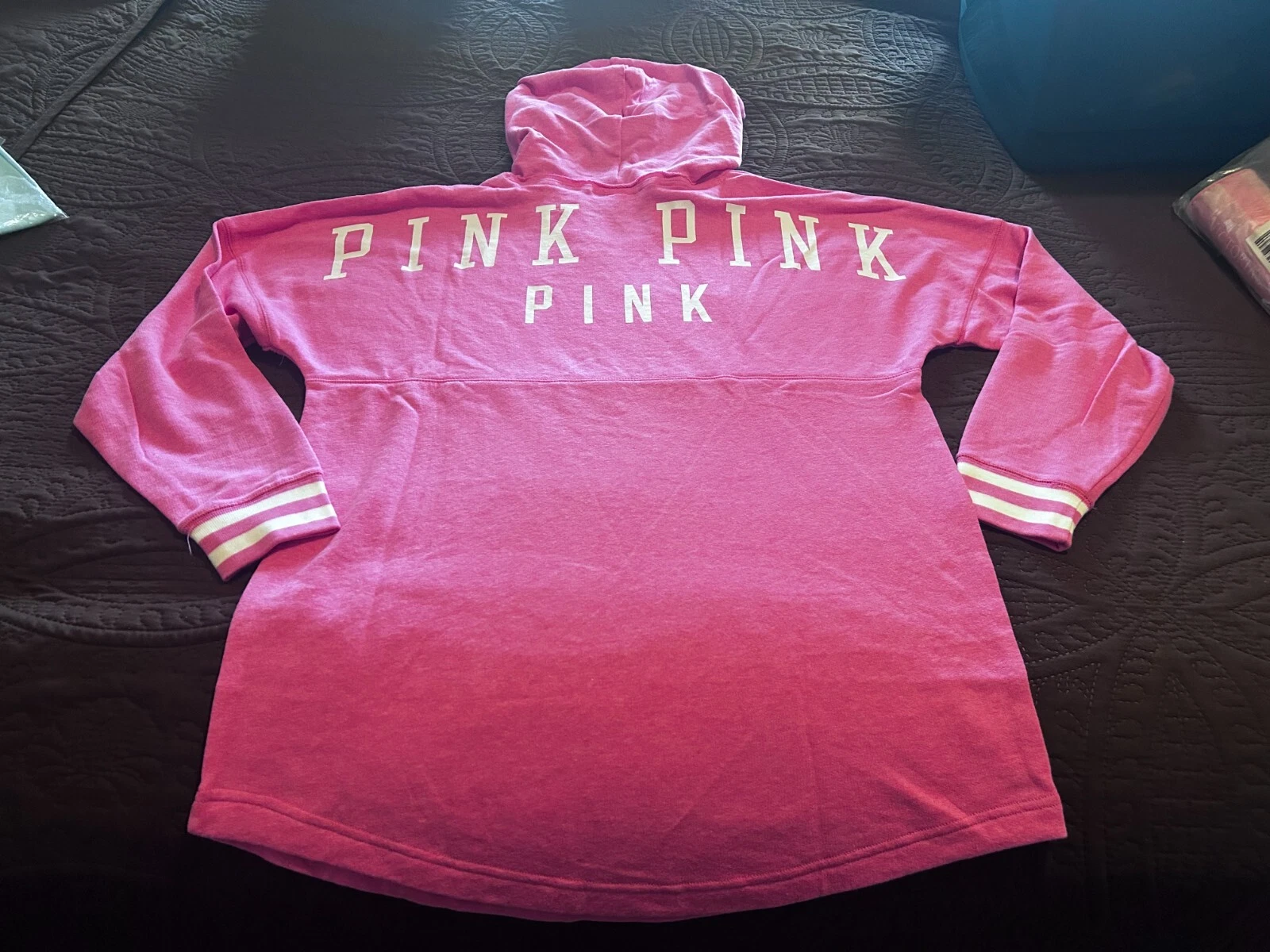 UNDERCOVER Victoria’s Secret ROSA French Terry Varsity tunica felpa con cappuccio copricostume media NUOVO