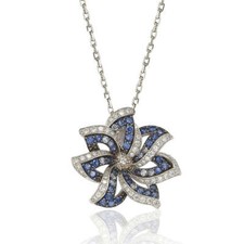 Suzy Levian Sapphire and Diamond Accent in St...