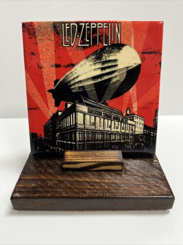 LED ZEPPELIN Mothership Decorative Ceramic Tile Coasters And Rustic Wood Stand - Picture 1 of 7