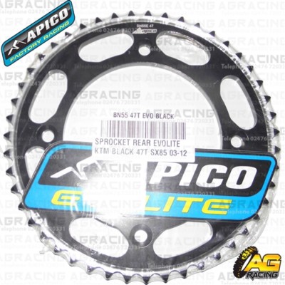 Apico Evolite Black Rear Sprocket 47T 428 For KTM SX 85 2018
