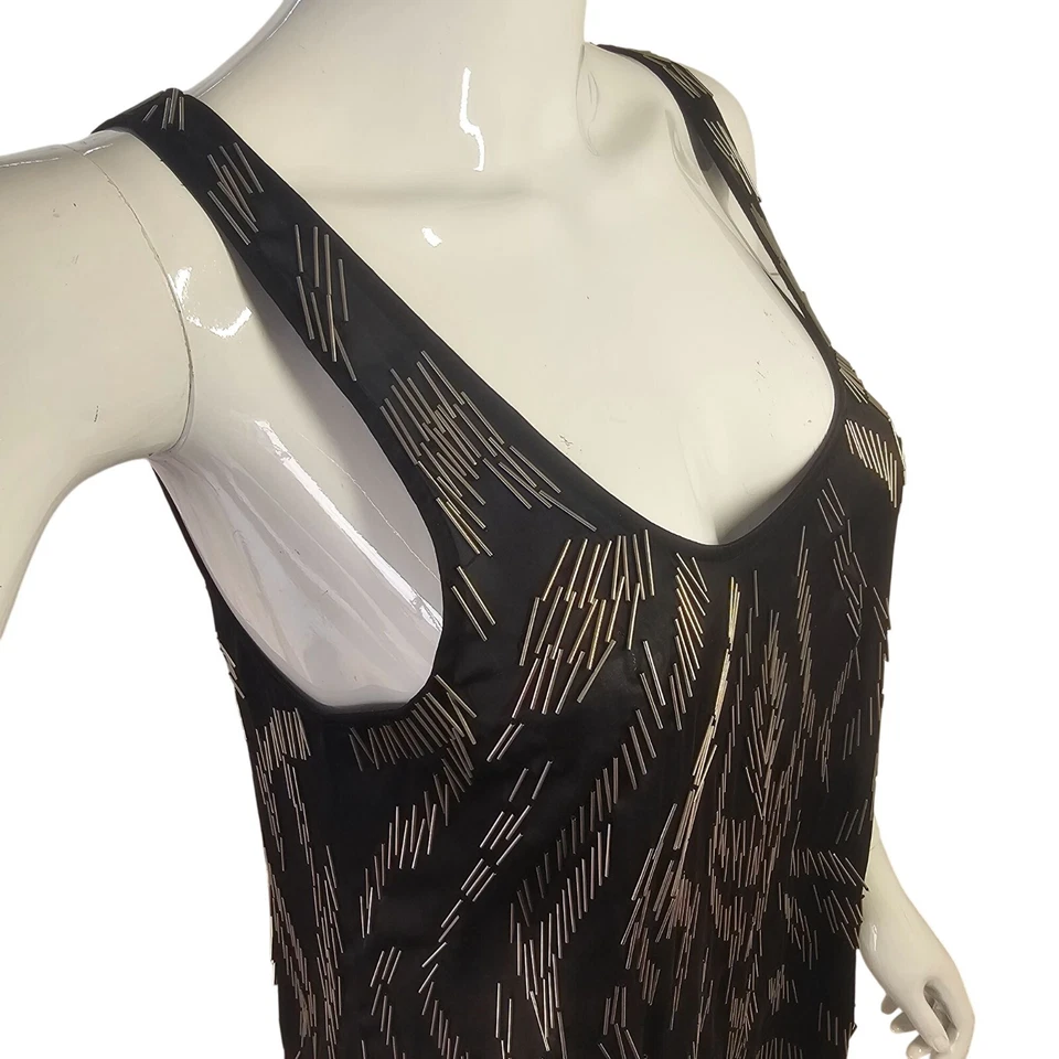 Top negro con cuentas ajustadas Bebe Addiction Y2K espalda con escalera talla S sin mangas Foto 4 de 4