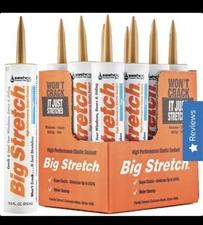 Sashco Big Stretch Acrylic Latex High Performance Caulking Sealant, Tan, 12pac