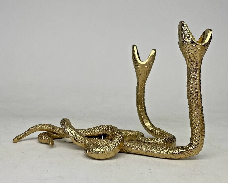 NEW! Threshold Brass Style Gold Aluminum Double Snake Taper Candle Stick Holders - Image 2 of 4