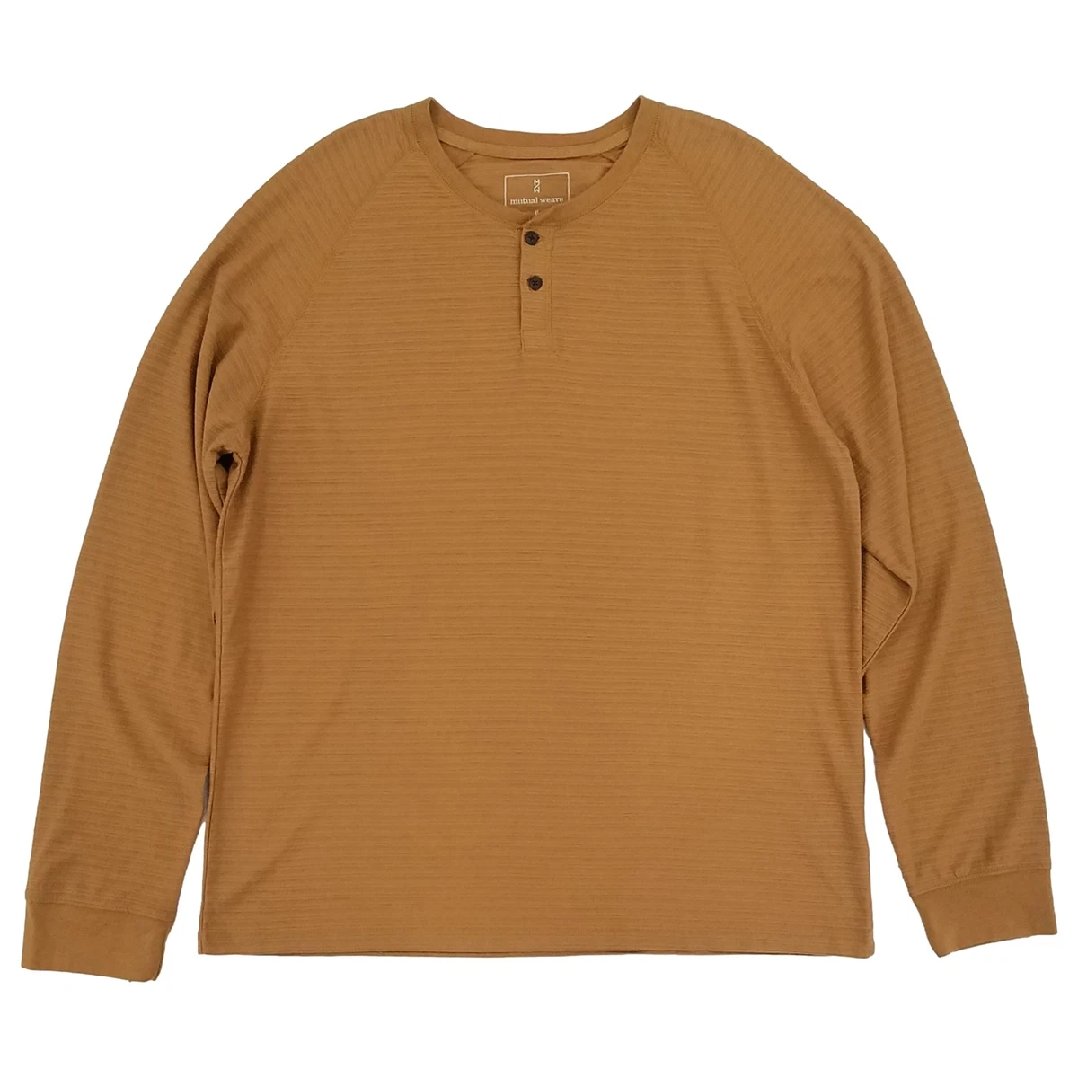 Mutual Weave Mens Brown Long Sleeve Ribbed Henley Shirt