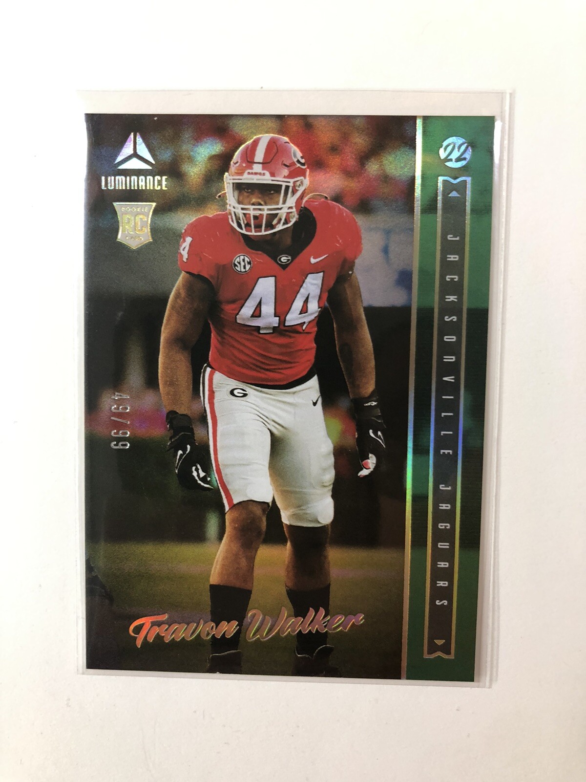2022 Panini Luminance Travon Walker /99 Green Rookie #142 Jacksonville Jaguars