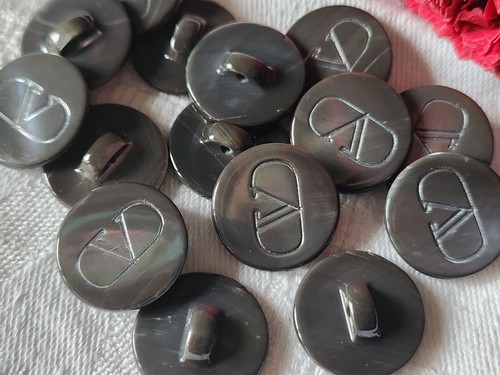 Lot De 6 Boutons Vintage Marron Nacré Gris - Pied 1,7 Cm, Réf 1667, Occasion