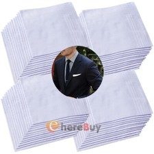 LOT 1-30X White 100 Cotton Men Handkerchiefs Hanky Pocket Square Hankie Vintage