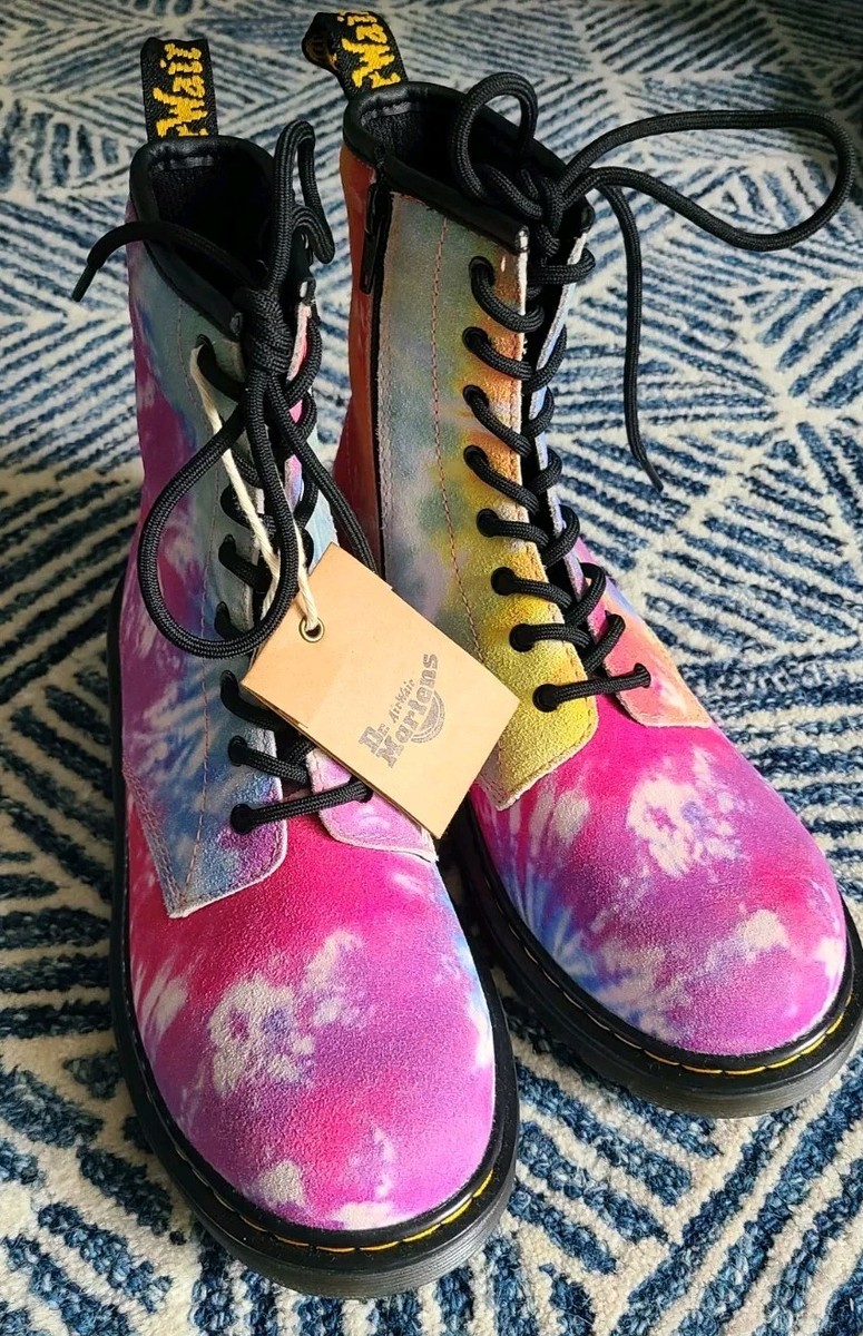 Dr. Martens 1460 Boots Mens Size 4 Womens 5 Tie Dye‎ Suede Side Zip 8 Eye Combat Dr Martens Boots Womens Size 5 M Soft Suede Tie Dye Missing  main image 3