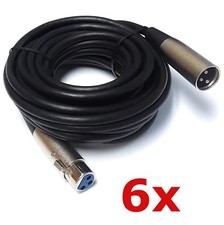 6 Pack Lot XLR Shielded Balanced Microphone Mic Audio Cable Male to Female 25ft