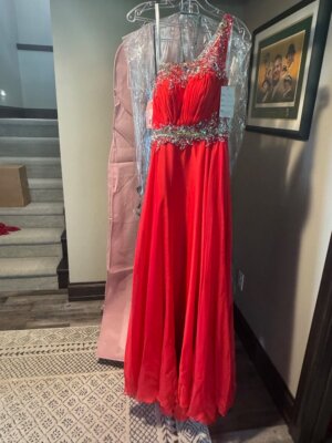 party time formals dresses Party Time Formals 6439 Watermelon Red Gala Pageant Gown Dress sz 2 NWT