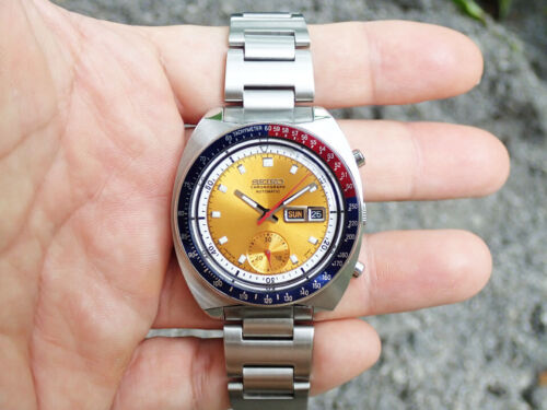 Seiko 6139-6002 Automatic Chronograph Mens Watch PEPSI Yellow
