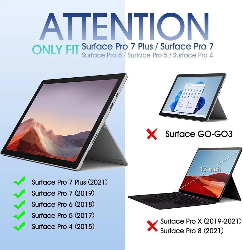 Teclado inalámbrico BT 5 cubierta magnética trackpad para Microsoft Surface Pro 7/6/5/4 Foto 2 de 4