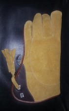 Fauconnerie Gant Cuir Daim Double Couche 12 " Long (Taille Moyenne, Doré Jaune )