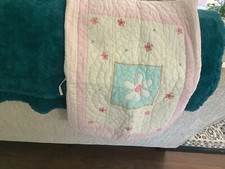 Vintage One Standard Pink Blue Cream Flower Kids Pottery Barn Sham Tie Close