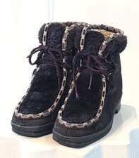 Vintage Snow Land Faux Fur Nordic Ankle Boots Women's Size 6 Dk. Brown