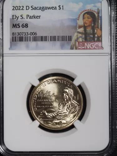 2022-D NGC MS68 Ely S Parker Tonawanda Seneca Sacagawea Dollar #006