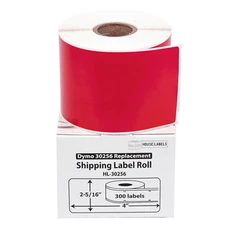 DYMO LW 30256 COLOR Large Direct Thermal RED Shipping Labels - (6) Rolls of 300